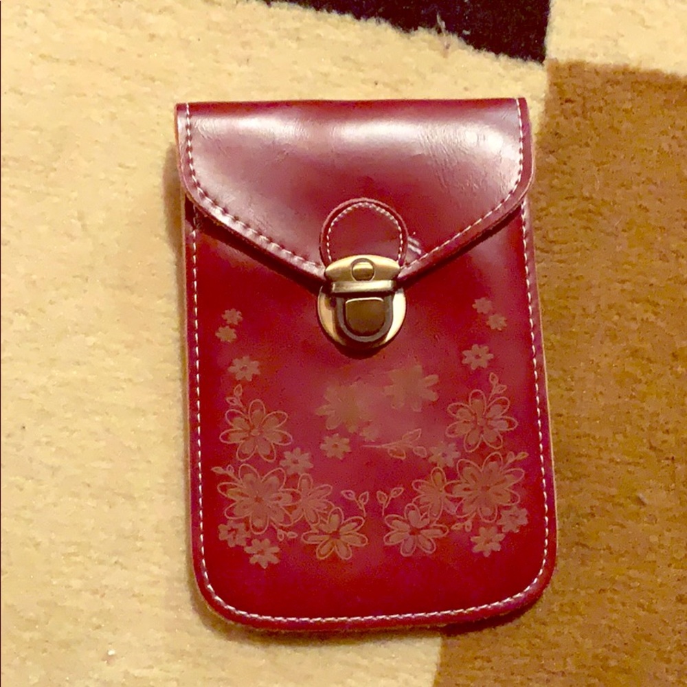 Burgundy and gold floral bag
